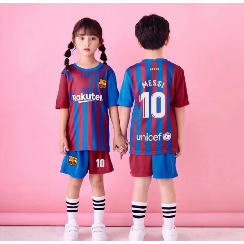 2021/2022 Kids Soccer Jersey Barcelona Home Messi 10 Jersey Set