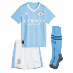 23/24 Kids Manchester City 9 Home Kit Football Jerseys Kids Sets