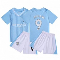 23/24 Kids Manchester City 9 Home Kit Football Jerseys Kids Sets