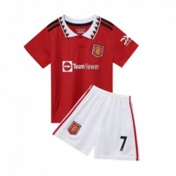 New 2021-2022 Kids Soccer Jersey 7  Ro-naldo Red White Fan Jersey Set