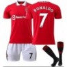 New 2021-2022 Kids Soccer Jersey 7  Ro-naldo Red White Fan Jersey Set