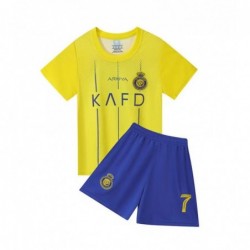 New Kids Yellow Ronaldo 7 NASSR Riyadh Al Home Soccer Jersey Set