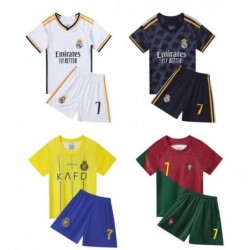 New Kids Yellow Ronaldo 7 NASSR Riyadh Al Home Soccer Jersey Set