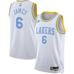 Los Angeles Lakers LeBron James 6 White Classic Edition Jersey