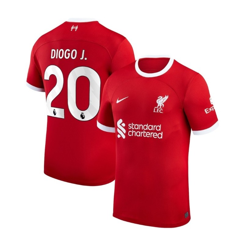 Liverpool Home Stadium Shirt 2023-24 with Diogo J. 20,Red