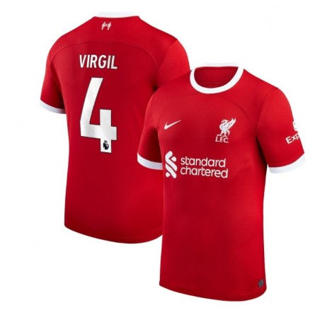 Liverpool Home Stadium Shirt 2023-24 with Virgil 4,Red