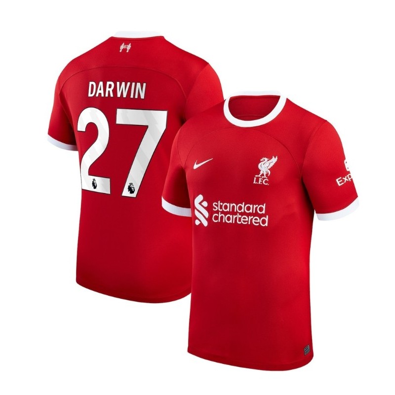 Liverpool Home Stadium Shirt 2023-24 with Darwin 27,Red