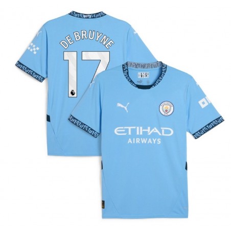 Manchester City Home Shirt 2024-25 with De Bruyne 17,Light Blue