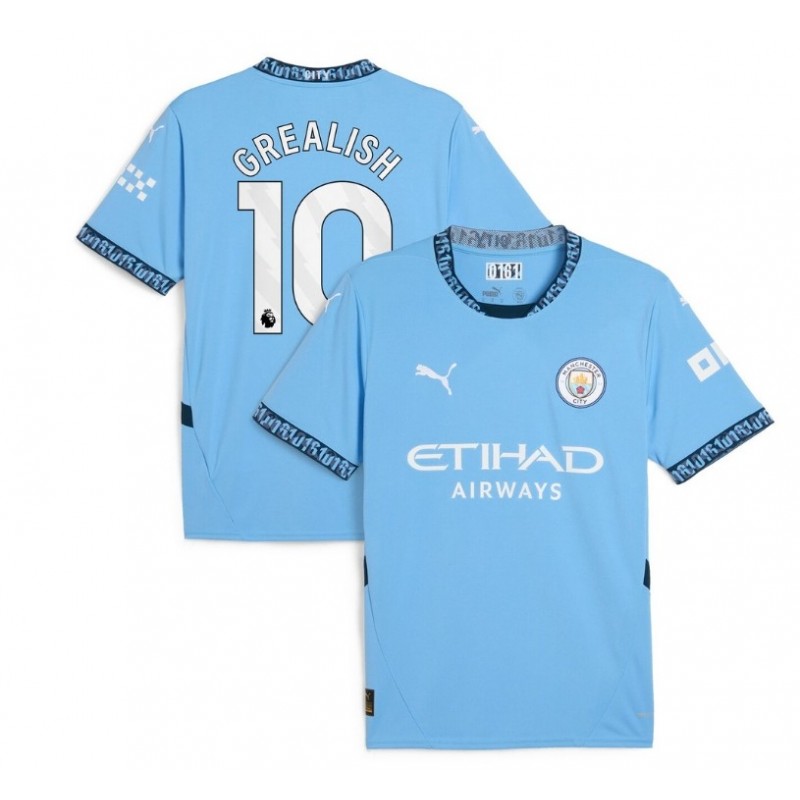 Manchester City Home Shirt 2024-25 with Grealish 10,Light Blue