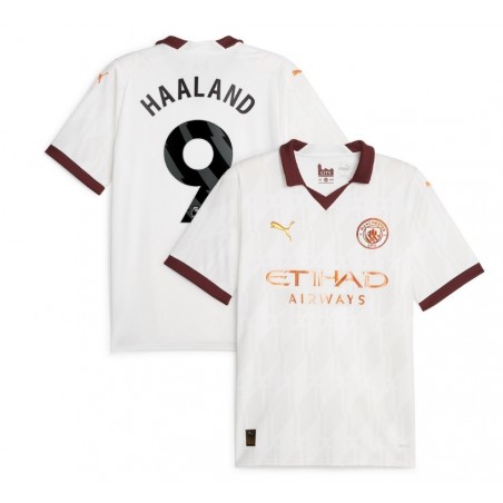 Manchester City Away Shirt 2023-24 with Haaland 9,White