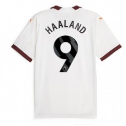 Manchester City Away Shirt 2023-24 with Haaland 9,White