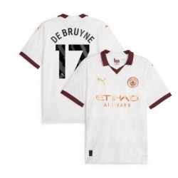 Manchester City Away Shirt 2023-24 with De Bruyne 17,White